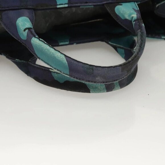 PRADA Canapa MM Hand Bag Canvas Blue Silver Camouflage Auth - Picture 6 of 15